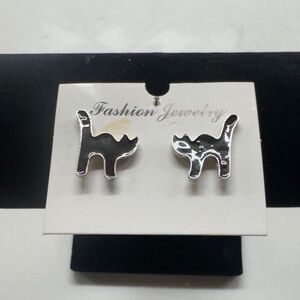 Silver Cat Earrings